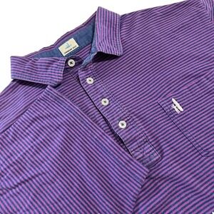 Johnnie-O Polo Shirt Mens XL Pink Blue Stripe Golf Short Sleeve Casual Knit
